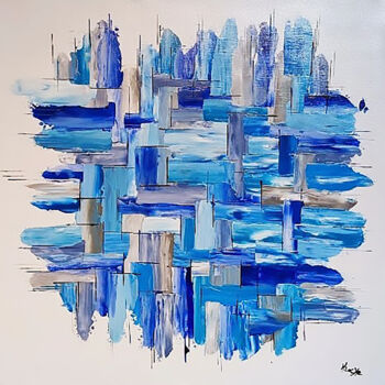 Peinture intitulée "Bleu attitude" par Karine Locke, Œuvre d'art originale, Acrylique