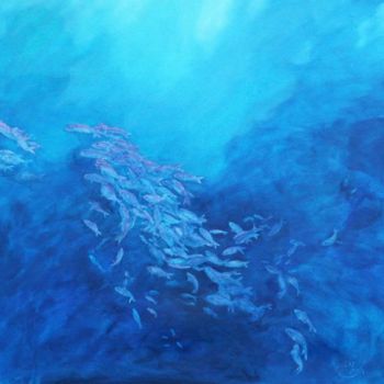 Painting titled "Fischschwarm IIV" by Atelier 36-Karin Werlich, Original Artwork, Oil