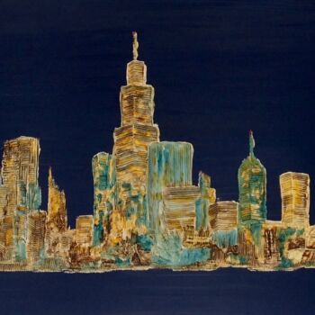 Painting titled "City Blue" by Karl Blanchet, Original Artwork, Acrylic