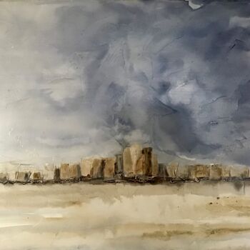 Painting titled "Ruines" by Karl Blanchet, Original Artwork, Acrylic Mounted on Wood Stretcher frame