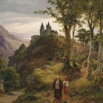 Картина под названием "Paysage romantique…" - Karl Friedrich Lessing, Подлинное произведение искусства, Масло