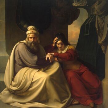 Painting titled "Un couple royal ple…" by Karl Friedrich Lessing, Original Artwork, Oil