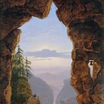 Painting titled "Porte dans les roch…" by Karl Friedrich Schinkel, Original Artwork, Oil