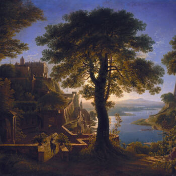 Pittura intitolato "Château au bord de…" da Karl Friedrich Schinkel, Opera d'arte originale, Olio