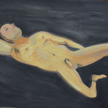 Malerei mit dem Titel "Männlischer liegend…" von Mister O, Original-Kunstwerk, Öl