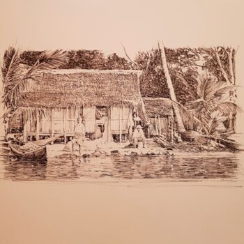 Zeichnungen mit dem Titel "Madagascar" von Karl Robial, Original-Kunstwerk, Tinte