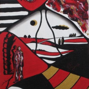Malerei mit dem Titel "Schwarz rot gold mi…" von Kafi, Original-Kunstwerk, Öl
