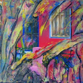 Malerei mit dem Titel "HOUSE IN THE SUN  !" von Kafi, Original-Kunstwerk, Öl