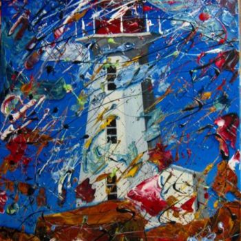 Painting titled "SIGNAL TOWER" by Kafi, Original Artwork, Oil
