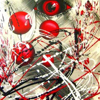 Painting titled "RED 2 !" by Kafi, Original Artwork, Oil