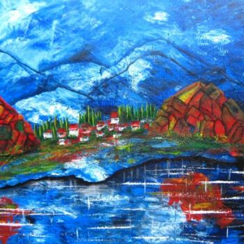 Painting titled "BLUE LANDSCAPE !" by Kafi, Original Artwork, Oil
