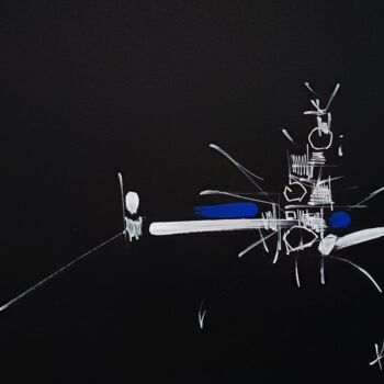 Drawing titled "blue white black" by Karls, Original Artwork, Acrylic