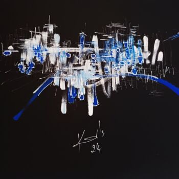 Dessin intitulée "BLUE FOG" par Karls, Œuvre d'art originale, Acrylique