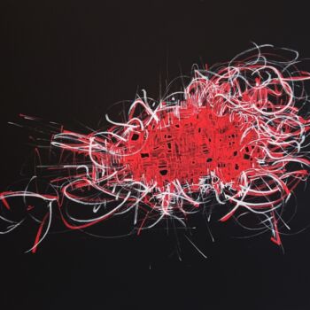 Tekening getiteld "red and white" door Karls, Origineel Kunstwerk, Acryl