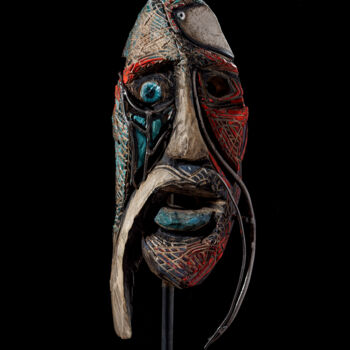 Scultura intitolato "Masque #3" da Karmax, Opera d'arte originale, Legno