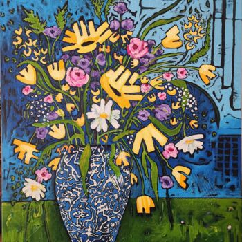"Blue vase of Joy" başlıklı Tablo Karnish Art tarafından, Orijinal sanat, Akrilik Ahşap Sedye çerçevesi üzerine monte edilmiş