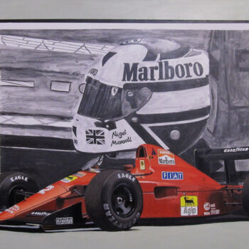 Painting titled "Ferrari 641" by Karol Reber, Original Artwork, Oil