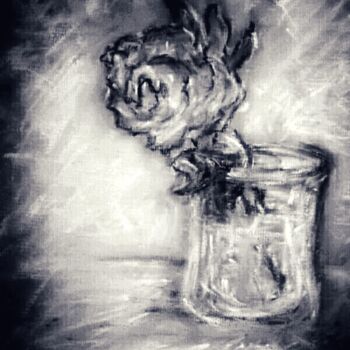 Dessin intitulée "Rose in a glass of…" par Karolina Ingo (Karolina Navi -Ingo), Œuvre d'art originale, Pastel