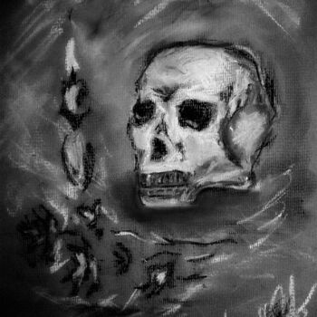 Dessin intitulée "Skull and Candle" par Karolina Ingo (Karolina Navi -Ingo), Œuvre d'art originale, Pastel