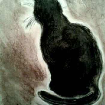 Dibujo titulada "Black Cat in the Su…" por Karolina Ingo (Karolina Navi -Ingo), Obra de arte original, Pastel