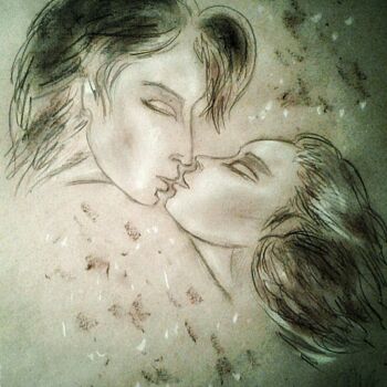 제목이 "Kiss"인 그림 Karolina Ingo (Karolina Navi -Ingo)로, 원작, 파스텔