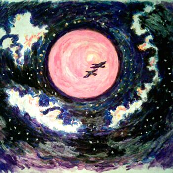 Schilderij getiteld "Red Moon Night" door Karolina Ingo (Karolina Navi -Ingo), Origineel Kunstwerk, Acryl