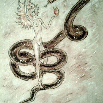 Drawing titled "Lilith and the Serp…" by Karolina Ingo (Karolina Navi -Ingo), Original Artwork, Pastel