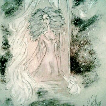 Drawing titled "Girl at the night w…" by Karolina Ingo (Karolina Navi -Ingo), Original Artwork, Pastel