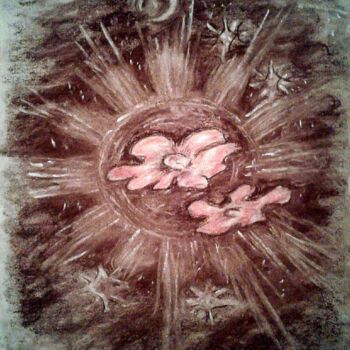 Рисунок под названием "Sakura flowers on t…" - Karolina Ingo (Karolina Navi -Ingo), Подлинное произведение искусства, Пастель