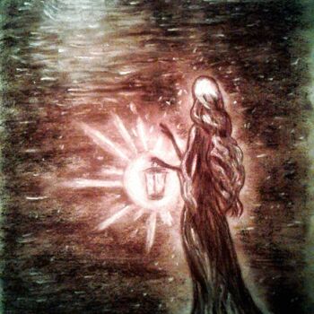 Dessin intitulée "Dark Light" par Karolina Ingo (Karolina Navi -Ingo), Œuvre d'art originale, Pastel