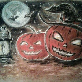 Dessin intitulée "Halloween" par Karolina Ingo (Karolina Navi -Ingo), Œuvre d'art originale, Pastel