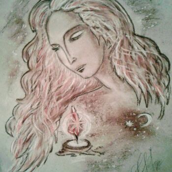 Drawing titled "Girl near the night…" by Karolina Ingo (Karolina Navi -Ingo), Original Artwork, Pastel