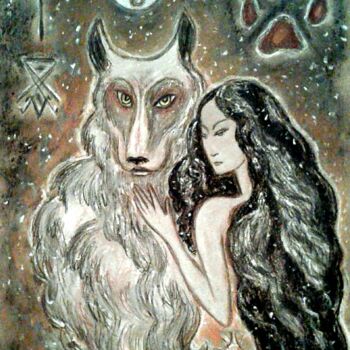 Disegno intitolato "My Wolf" da Karolina Ingo (Karolina Navi -Ingo), Opera d'arte originale, Pastello