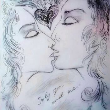 Disegno intitolato "Only you and me" da Karolina Ingo (Karolina Navi -Ingo), Opera d'arte originale, Matita