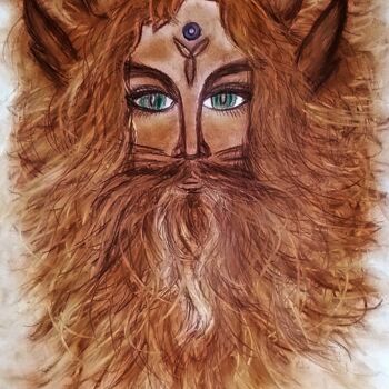 Dessin intitulée "Demon Cat" par Karolina Ingo (Karolina Navi -Ingo), Œuvre d'art originale, Pastel