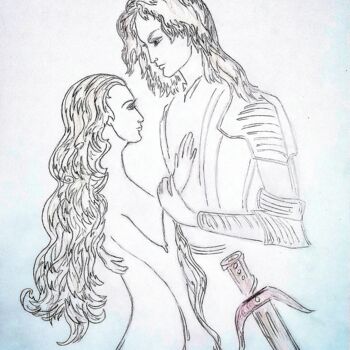 Drawing titled "Knight and his Lady…" by Karolina Ingo (Karolina Navi -Ingo), Original Artwork, Pencil