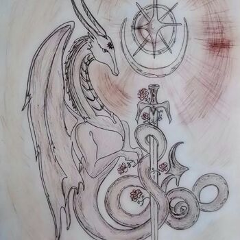 Drawing titled "One ancient wise Dr…" by Karolina Ingo (Karolina Navi -Ingo), Original Artwork, Pencil