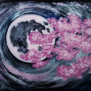 Pittura intitolato "Cherry Blossoms on…" da Karolina Ingo (Karolina Navi -Ingo), Opera d'arte originale, Acrilico