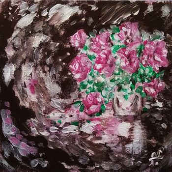 Malarstwo zatytułowany „Roses in reflected…” autorstwa Karolina Ingo (Karolina Navi -Ingo), Oryginalna praca, Akryl