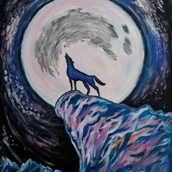 Pintura titulada "Full Moon Werewolf" por Karolina Ingo (Karolina Navi -Ingo), Obra de arte original, Acrílico