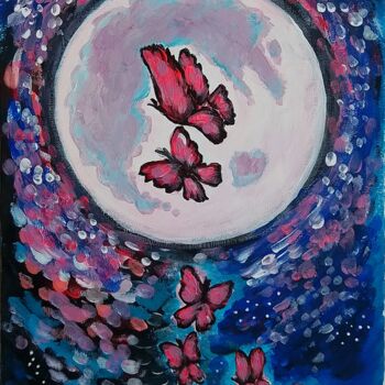 Painting titled "Butterflies in the…" by Karolina Ingo (Karolina Navi -Ingo), Original Artwork, Acrylic