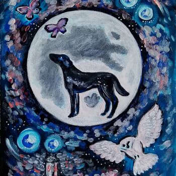 Pittura intitolato "Ghost Dog.  Legends…" da Karolina Ingo (Karolina Navi -Ingo), Opera d'arte originale, Acrilico