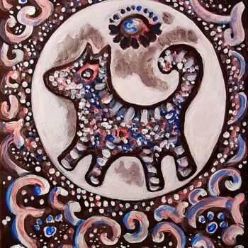 Картина под названием "Dog Totem. Sacred G…" - Karolina Ingo (Karolina Navi -Ingo), Подлинное произведение искусства, Акрил