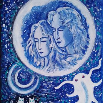 Pintura titulada "Enchanted Moon" por Karolina Ingo (Karolina Navi -Ingo), Obra de arte original, Acrílico