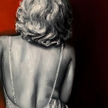 Painting titled "Marilyn Monroe" by Karolina Naichuk, Original Artwork, Oil Mounted on Wood Stretcher frame