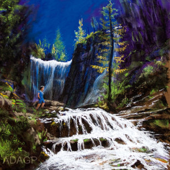 Pintura titulada "La Cascade" por Karolus, Obra de arte original, Pastel