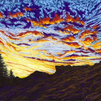Peinture intitulée "Soleil couchant 2 (…" par Karolus, Œuvre d'art originale, Pastel