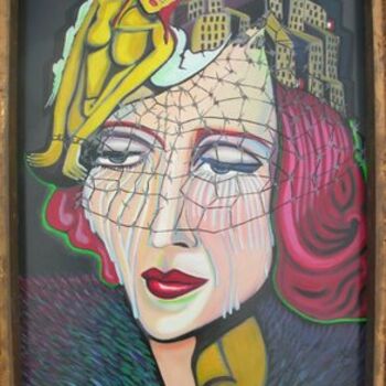 Schilderij getiteld "Tamara de Lempicka" door Karotte, Origineel Kunstwerk, Acryl
