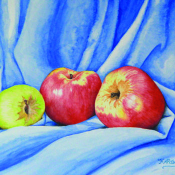 Peinture intitulée "Pommes" par Karssay Natália Constancia, Œuvre d'art originale, Aquarelle