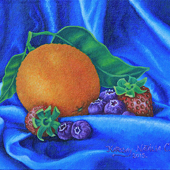 Peinture intitulée "Fruits – orange" par Karssay Natália Constancia, Œuvre d'art originale, Huile